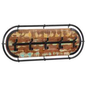 vidaXL Cabide de parede com 5 ganchos madeira recuperada maci&ccedil;a