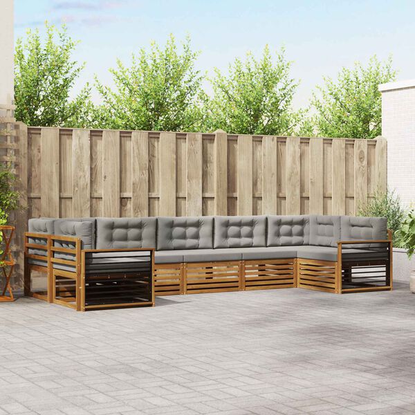 vidaXL Conjunto de Sof&aacute;s para Exterior 7 pcs Cinza Natural e Claro