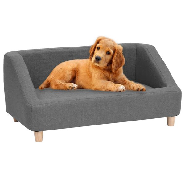 vidaXL Sof&aacute; para c&atilde;es 85x50x39 cm linho cinzento