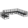 vidaXL Conjunto de Sof&aacute; de Jardim com almofada 9 pcs Preto Alum&iacute;nio