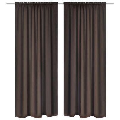 2 pcs cortinas opacas com barra de franzir 135 x 245 cm castanho