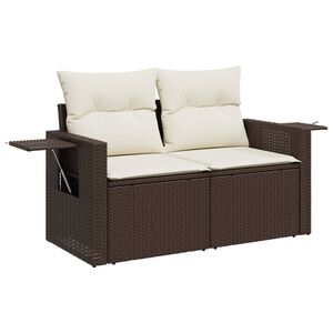 vidaXL Sof&aacute; de jardim com almofad&otilde;es 2 lugares vime PE castanho