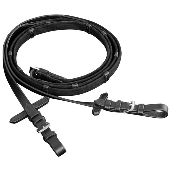 Cabeçada de couro com rédeas e brida, pónei, preto