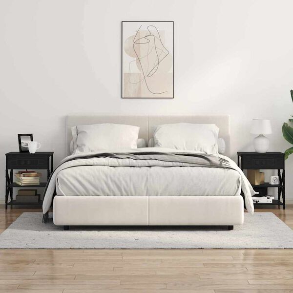 vidaXL Arm&aacute;rio de Cabeceira 2 pcs Carvalho Preto 41 x 31 x 51 cm