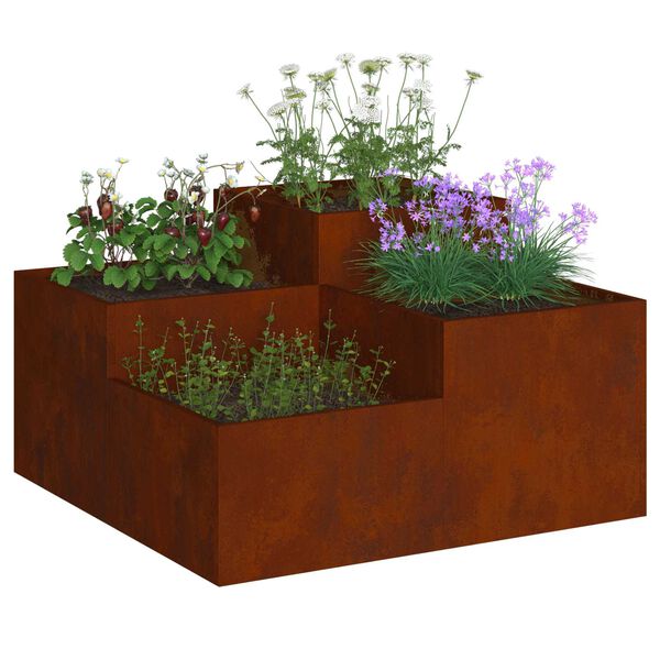 vidaXL Vaso de Jardim Ferro Enferrujado 80 x 80 x 48 cm