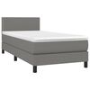 vidaXL Cama box spring c/ colch&atilde;o e LED 80x200 cm tecido cinza-escuro
