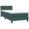 vidaXL Cama com molas/colch&atilde;o 100x220 cm veludo verde-escuro