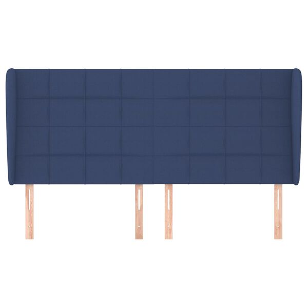 vidaXL Cabeceira de cama c/ abas tecido 163x23x118/128 cm azul