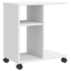 vidaXL Mesa de apoio c/ rodas 50x30x55 cm derivados de madeira branco