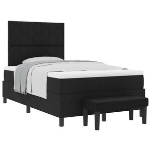 vidaXL Cama Box com colch&atilde;o com cabeceira Preto 120 x 190 cm tecido