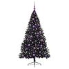 vidaXL &Aacute;rvore de Natal Artificial Pr&eacute;-iluminada Preto 180 cm PVC
