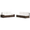 vidaXL 4 pcs conjunto lounge para jardim vime PE castanho