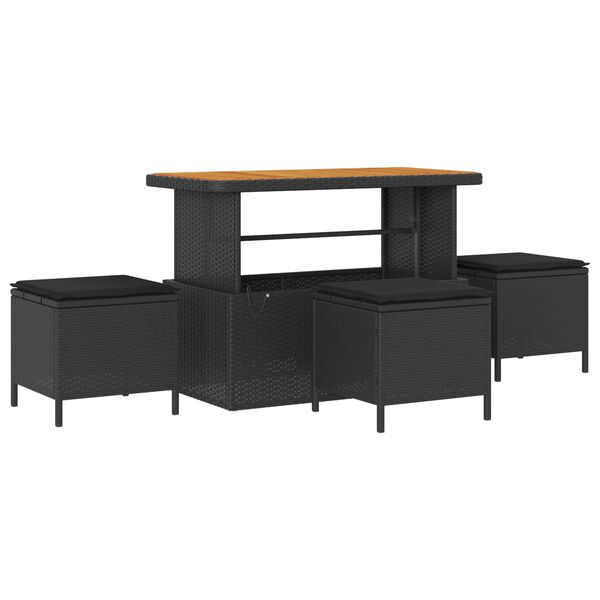 vidaXL Conjunto de Sof&aacute; de Jardim com almofada 9 pcs Preto