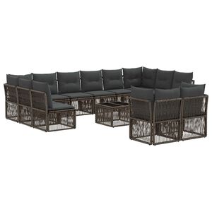vidaXL Conjunto de Sof&aacute; de Jardim 13 pcs Cinzento vime PE