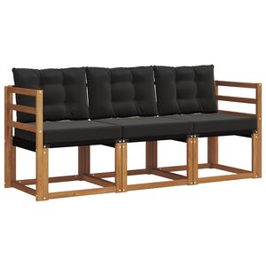 vidaXL Conjunto de Sof&aacute;s para Exterior 3 pcs Natural e Preto