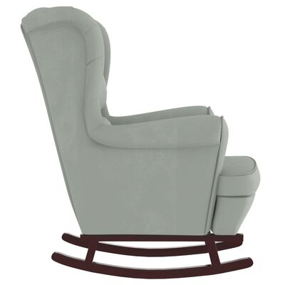 vidaXL Cadeira baloiço c/ pernas de metal e banco veludo cinza-claro