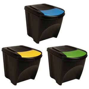 vidaXL Caixotes do lixo empilh&aacute;veis 3 pcs 75 L antracite