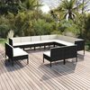 vidaXL 12 pcs conjunto lounge de jardim c/ almofad&otilde;es vime PE preto