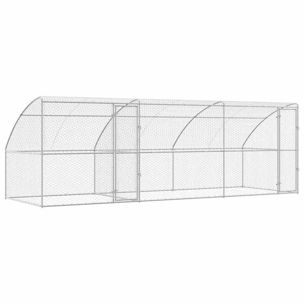 vidaXL Canil de Cachorro 3 pcs Prateado 6 x 2 x 2 m A&ccedil;o galvanizado