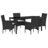 vidaXL Conjunto de Jantar para Jardim 5 unid. Preto vime PE