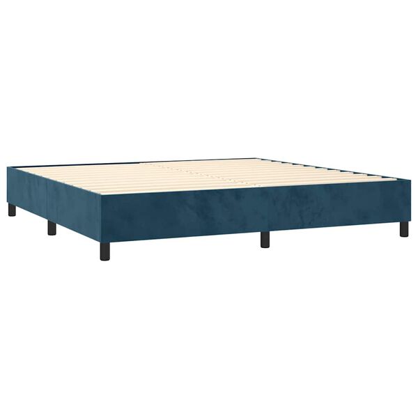 vidaXL Cama com molas/colch&atilde;o 200x200 cm veludo azul-escuro