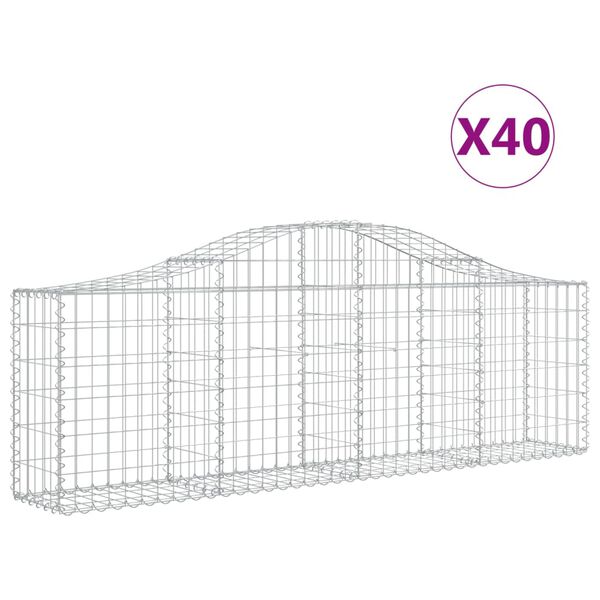 vidaXL Cestos gabi&atilde;o arqueados 40pcs 200x30x60/80 cm ferro galvanizado