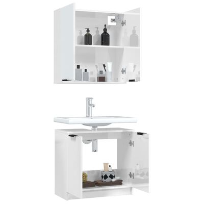 vidaXL 2pcs conj. armários de casa de banho madeira processada branco