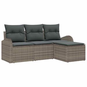 vidaXL Conjunto de Sof&aacute;s 4 unid. Cinzeto vime PE