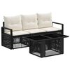vidaXL Conjunto de Sof&aacute; de Jardim 4 unid. Preto e Branco Creme vime PE