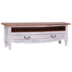vidaXL M&oacute;vel de TV 120x30x40 cm madeira de mogno maci&ccedil;a branco