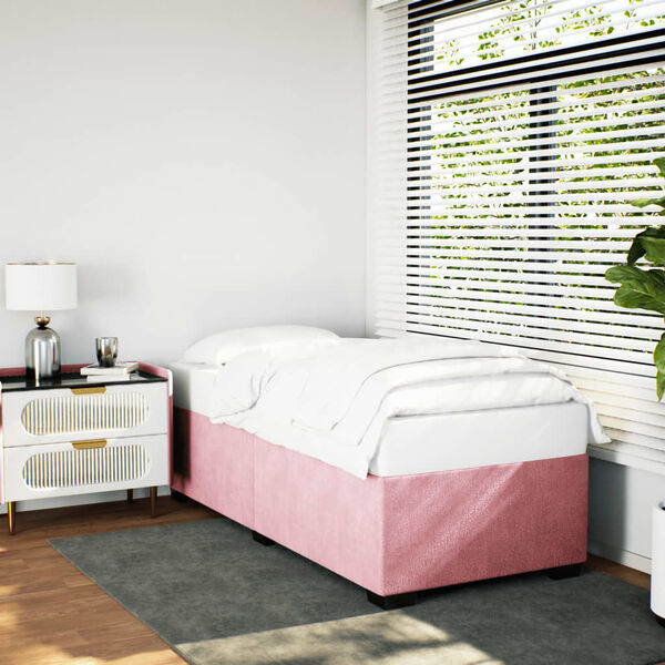 vidaXL Estrutura de cama 90x190 cm veludo rosa