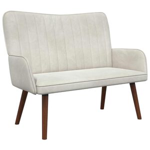 vidaXL Sof&aacute; para 2 Pessoas Creme 115 x 61 x 87 cm Veludo
