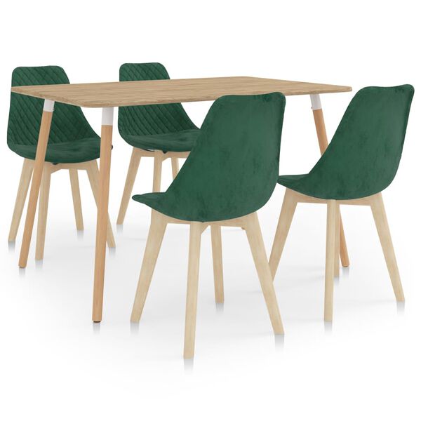 vidaXL 5 pcs conjunto de jantar verde-escuro