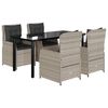 vidaXL 5 pcs conjunto de jantar p/ jardim c/ almofad&otilde;es cinzento claro