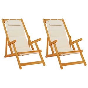 vidaXL Cadeira de Praia 2 pcs Castanho Madeira S&oacute;lida de Ac&aacute;cia
