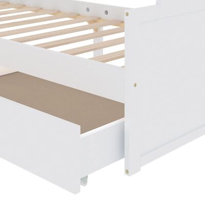 vidaXL Estrutura de cama com gavetas 90x200 cm pinho maciço branco
