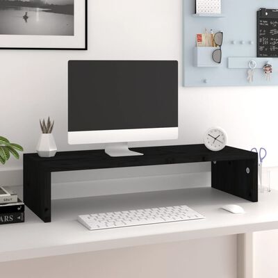 vidaXL Suporte monitor 60x23,5x12 cm derivados de madeira preto