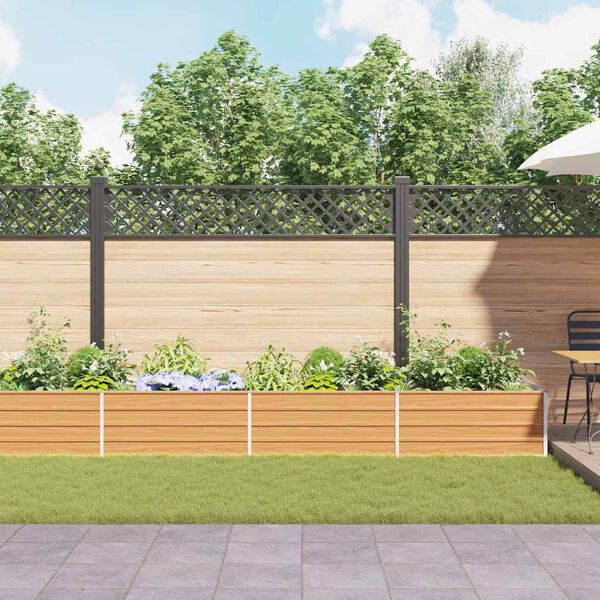 vidaXL Canteiro elevado de jardim 600x80x45cm aço galvanizado prateado