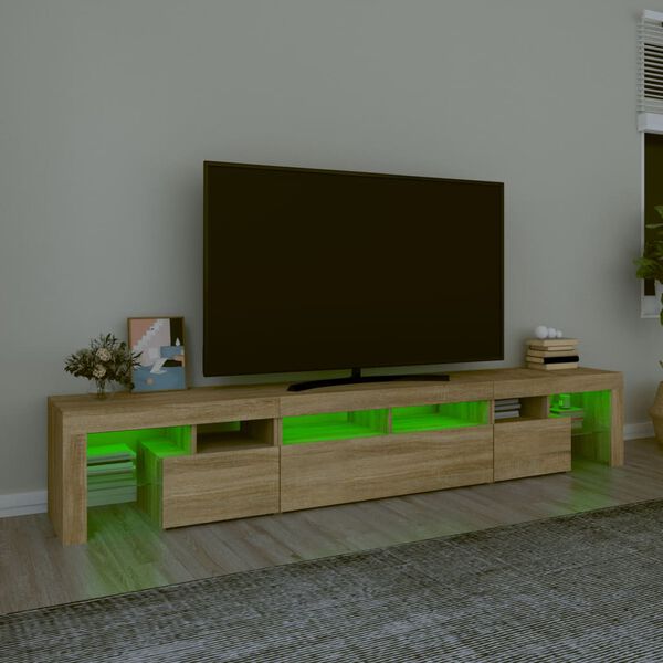 vidaXL M&oacute;vel de TV com luzes LED 230x36,5x40 cm carvalho sonoma