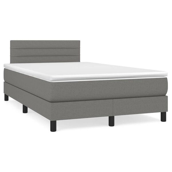 vidaXL Cama boxspring com colch&atilde;o 120x190 cm tecido cinzento-escuro
