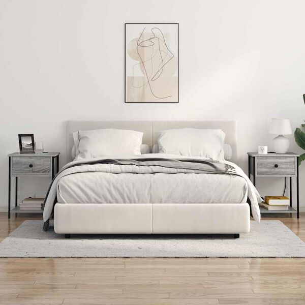 vidaXL Arm&aacute;rio de Cabeceira com gaveta Cinza Sonoma 42 x 41 x 56 cm