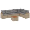 vidaXL 8 pcs conj. sof&aacute;s jardim c/ almofad&otilde;es vime PE bege misturado