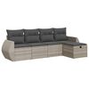 vidaXL 5 pcs conj. sof&aacute;s jardim c/ almofad&otilde;es vime PE cinzento-claro