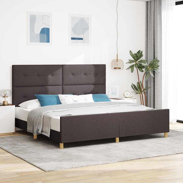 vidaXL Estrutura da Cama Castanho escuro 200 x 200 cm tecido