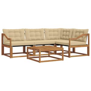 vidaXL Conjunto de Sof&aacute;s para Exterior 5 pcs Natural e Bege