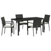 vidaXL Conjunto de Jantar para Jardim com almofada 5 pcs Preto vime PE