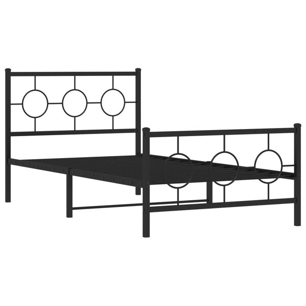 vidaXL Estrutura de cama com cabeceira e p&eacute;s 100x190 cm metal preto