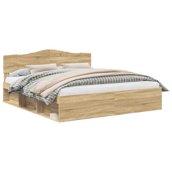 vidaXL Estrutura da Cama com cabeceira Sonoma 200 x 200 cm