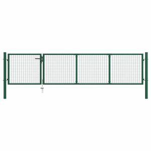 vidaXL Port&atilde;o de jardim em a&ccedil;o 350 x 75 cm verde