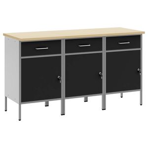 vidaXL Arm&aacute;rio de Trabalho 3 unid. Preto e Cinza 150 x 55 x 85 cm